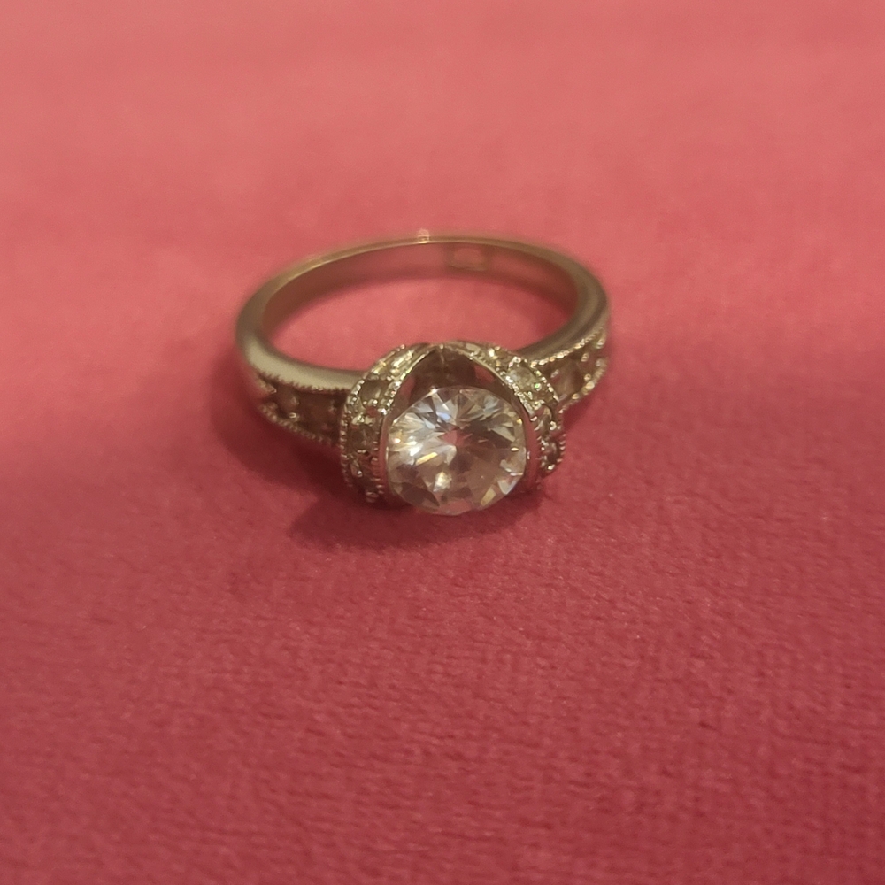 925 Sterling Silver Cubic Zirconia Ring Size 8.75-9